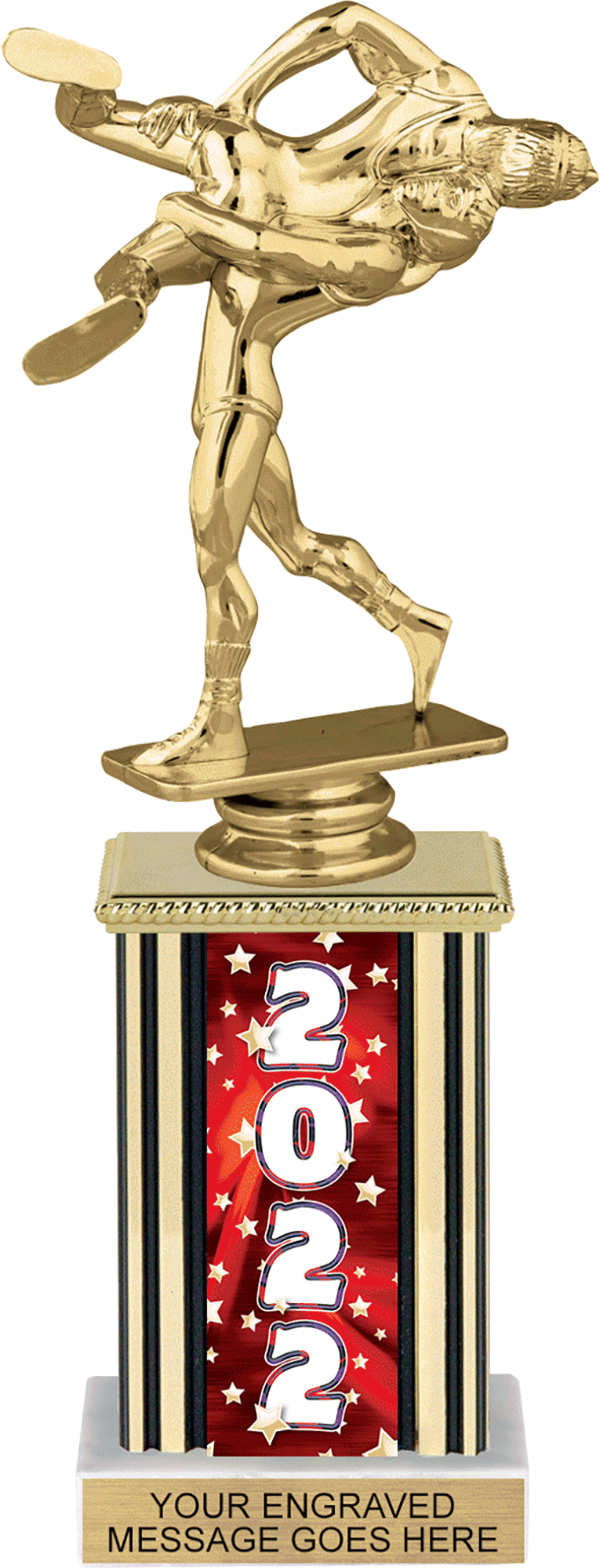Year Glowing Stars Rectangle Column Trophy - Red 10 inch