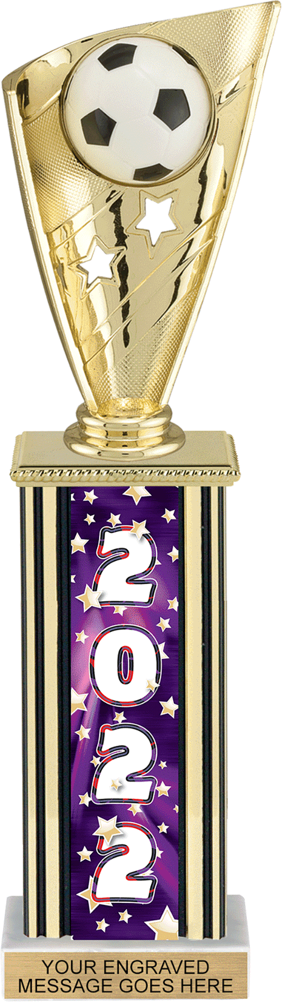 Year Glowing Stars Rectangle Column Trophy - Purple 12 inch