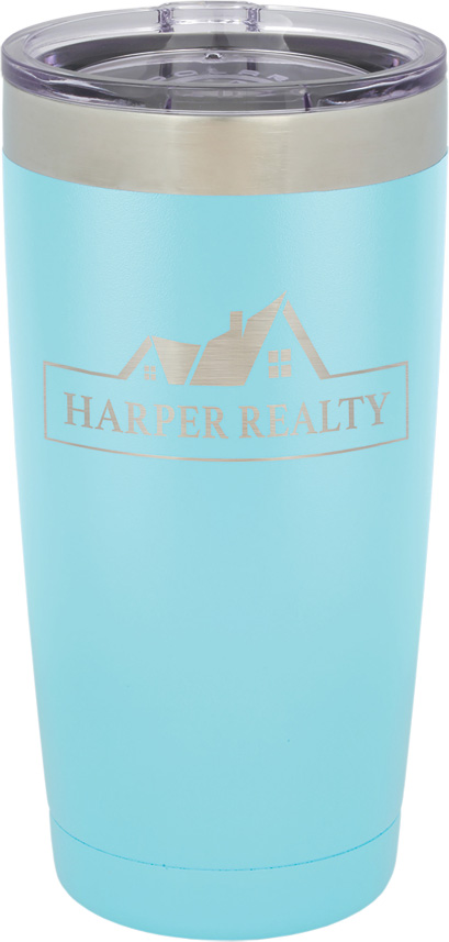 Polar Camel 20 oz. Light Blue Vacuum Insulated Tumbler w/Clear Lid