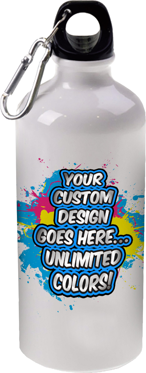 Custom Full Color Aluminum Water Bottle- White - Trophy Depot