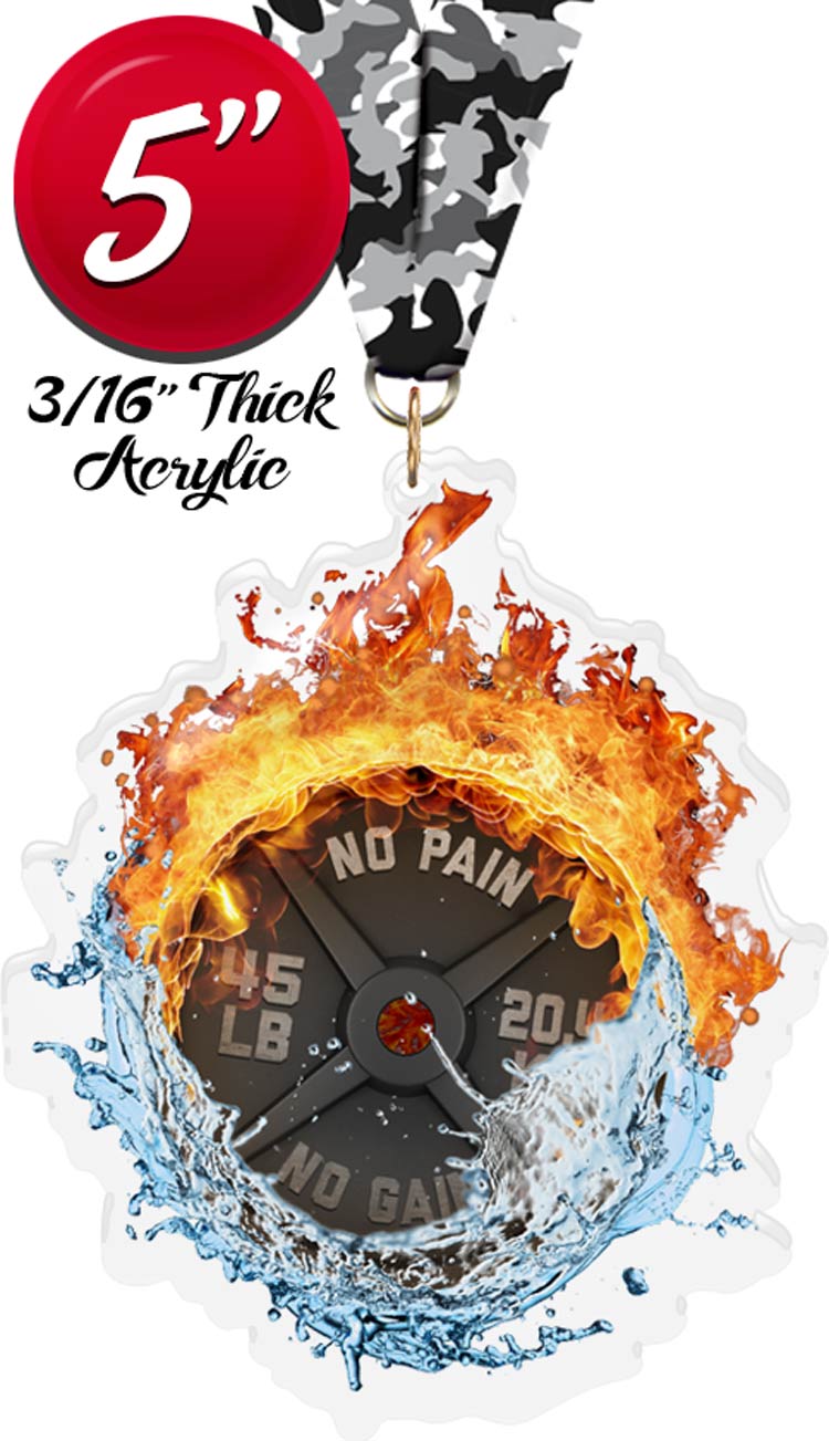 Weight Lifting Fire & Water Colorix-M Acrylic Medal