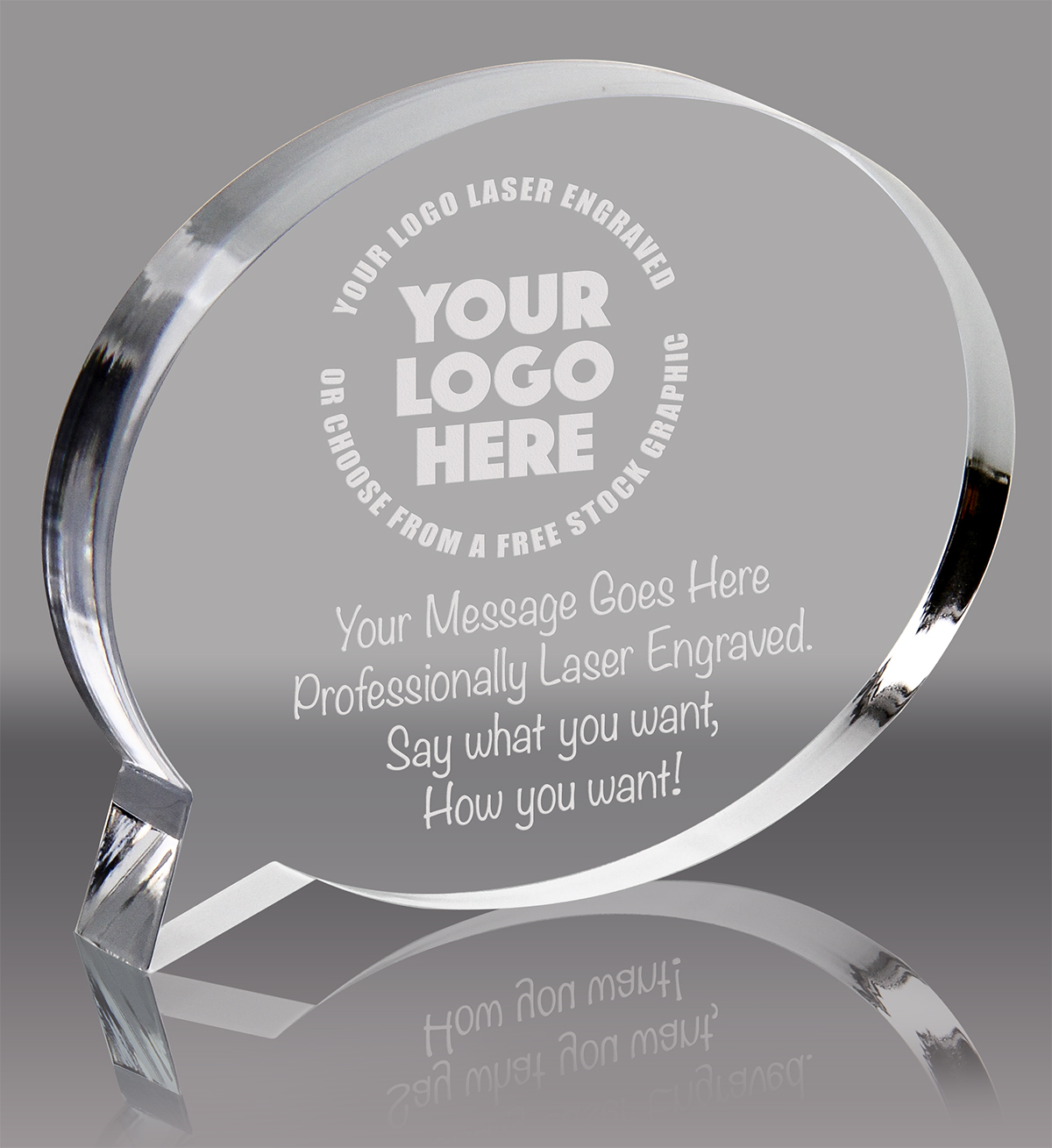 Speech Bubble Oval Acrylic Award- 5x4 inch