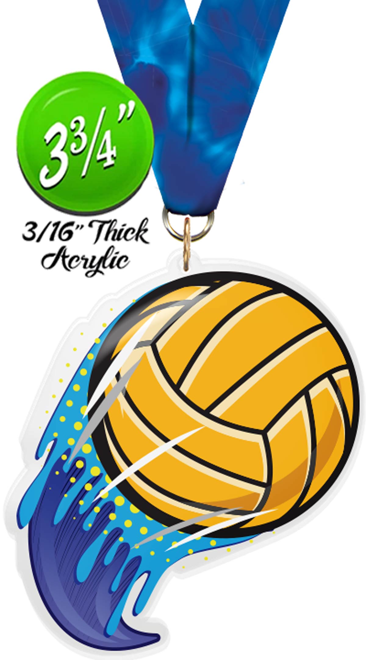 Water Polo Splatters Colorix-M Acrylic Medal