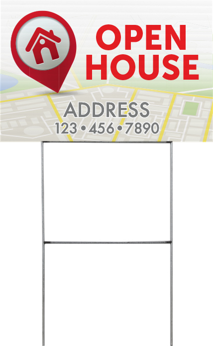 Real Estate Open House Map Yard Sign - 18 x 12 inch