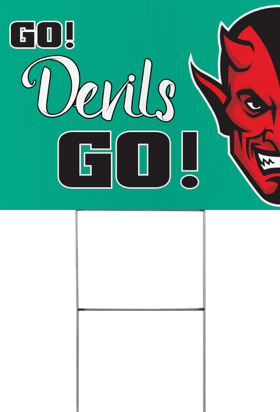 Devil Mascot Yard Sign - 24 x 18 inch