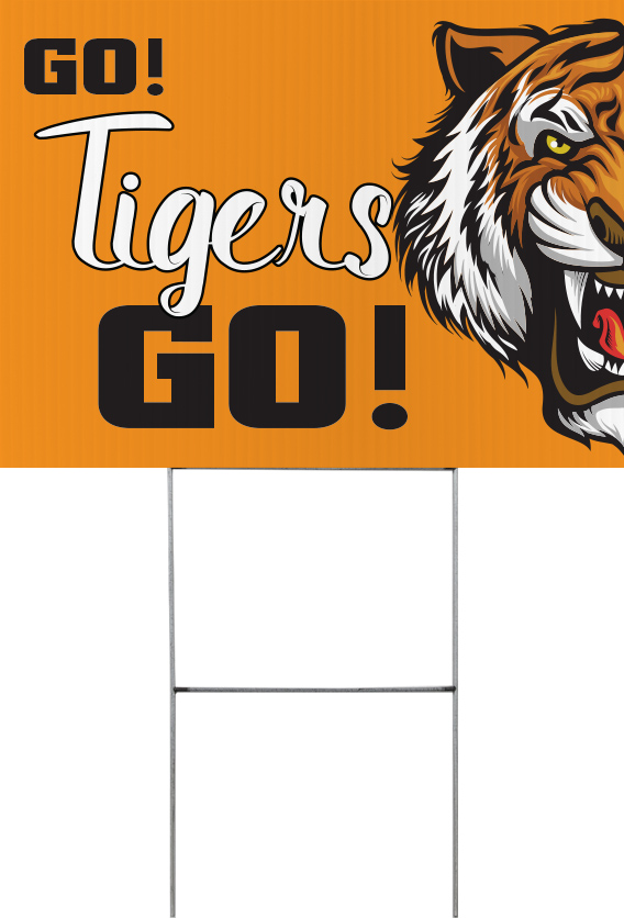 Tiger Mascot Yard Sign - 24 x 18 inch