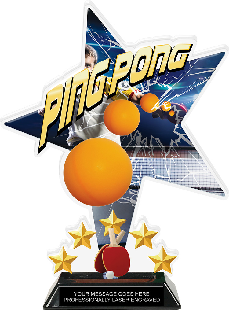 Ping Pong Shattered Star Colorix Acrylic Trophy- 10 inch