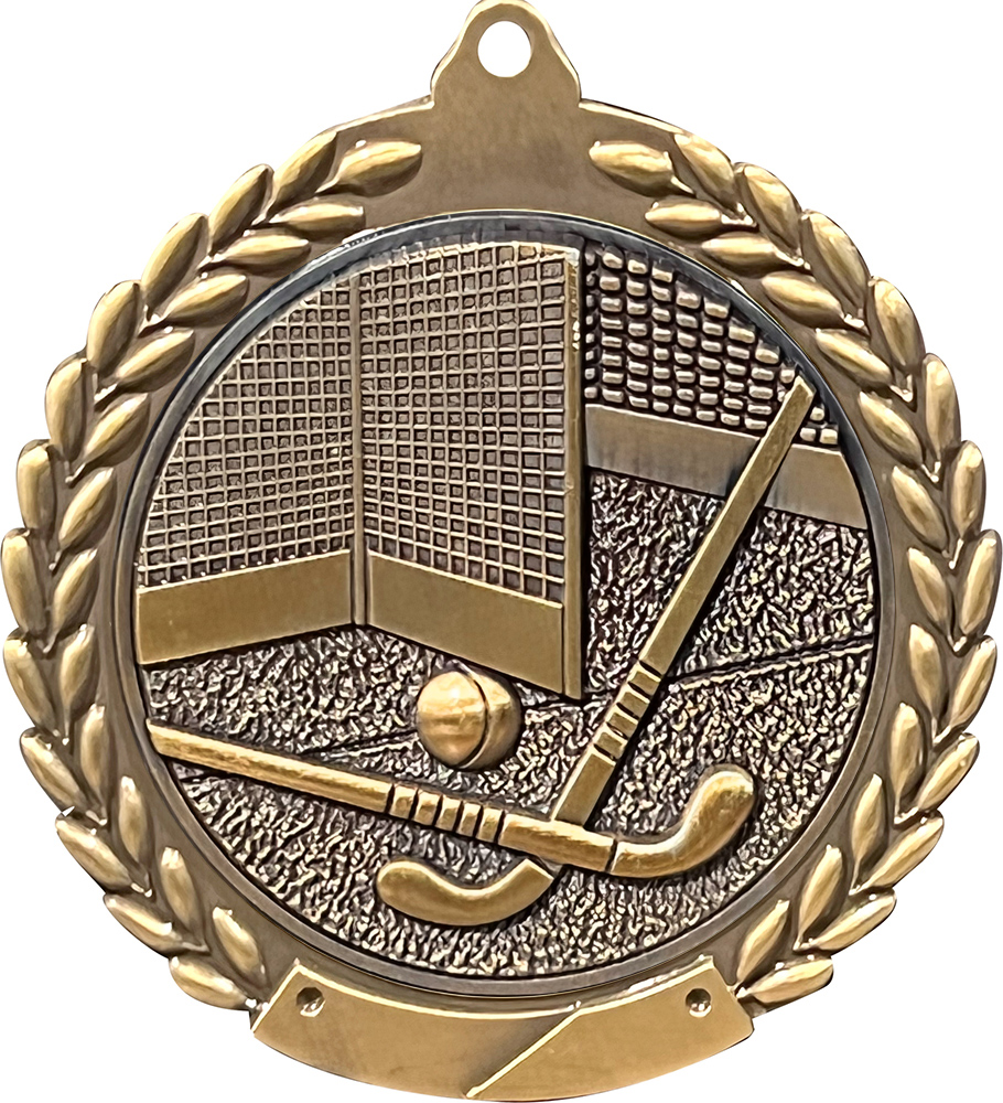 2.75 in Field Hockey Wreath Framed Medal