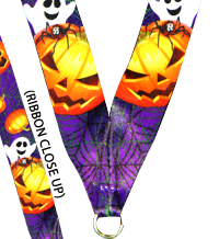 7/8 x 30 in. Halloween Pumpkins Ghosts & Spiders Sateen Ribbon