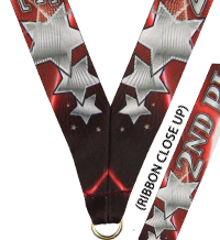 7/8 x 30 in. 2nd Place Triple Star Sateen Neck Ribbon