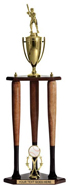 Three Baseball Bat Column Trophy