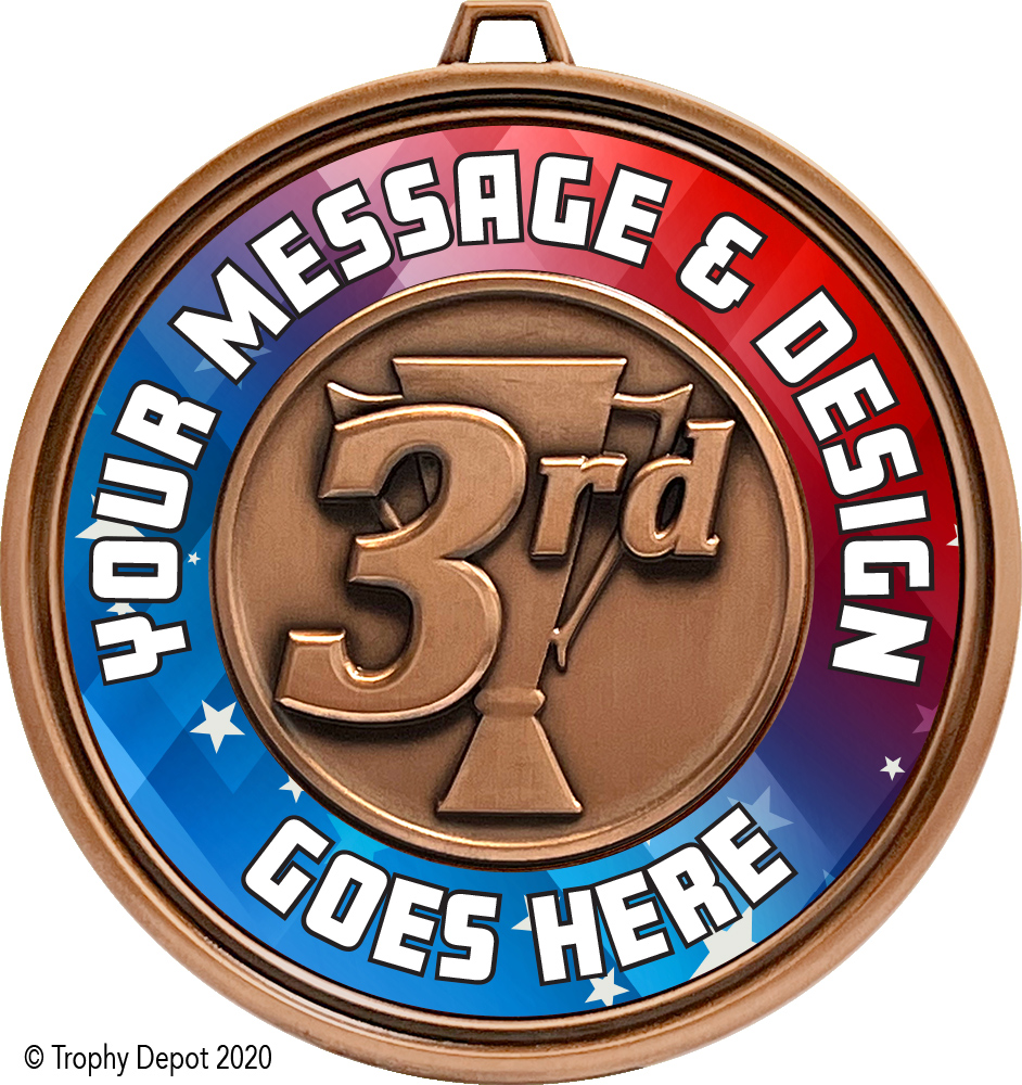 Custom 3 inch Eclipse Insert Medal - 3rd Place