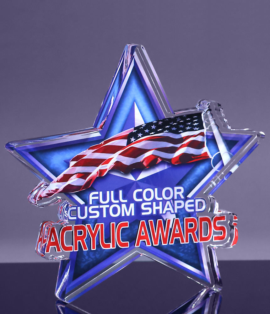  1 inch thick Custom Shaped Acrylic Award - 5 to 5.49 inches 