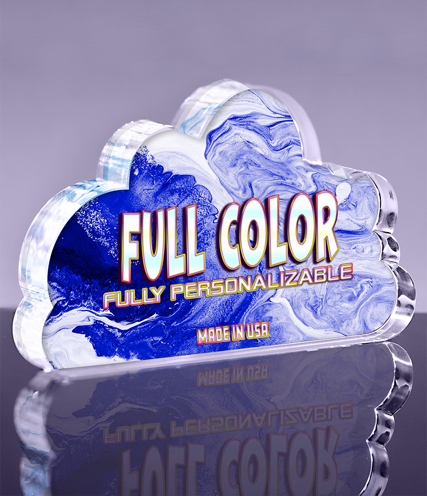 1 inch Thick Acrylic Cloud Award - 6 inch Color