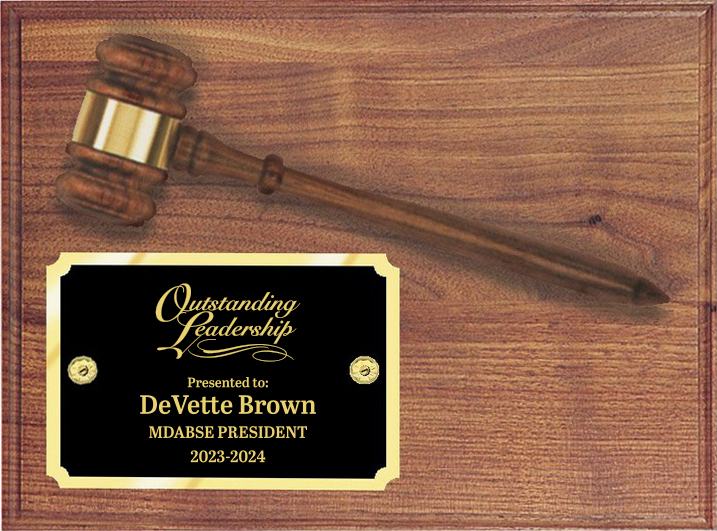 Genuine Walnut Plaque with Walnut Gavel