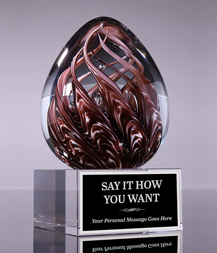 Egg-Shaped Burgundy Art Glass Award