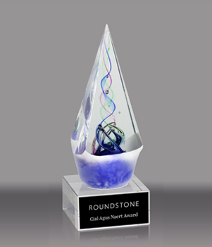 Arrow Shaped Art Glass Award with Frosted Glass Accent