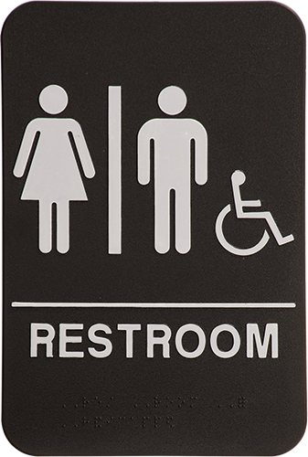 ADA 6 x 9 Black/White Unisex Accessible Restroom Sign
