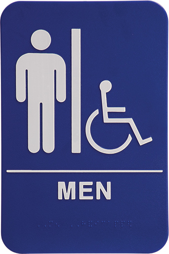 ADA 6 x 9 Blue/White Mens Accessible Restroom Sign