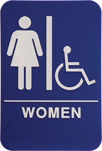 ADA 6 x 9 Blue/White Womens Accessible Restroom Sign