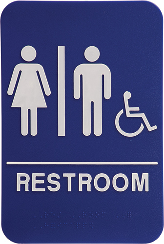 ADA 6 x 9 Blue/White Unisex Accessible Restroom Sign