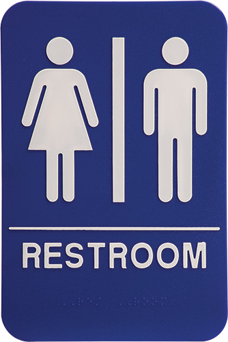 ADA 6 x 9 Blue/White Unisex Restroom Sign