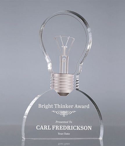 Acrylic Bright Idea Clear Lightbulb Award - 7 inch