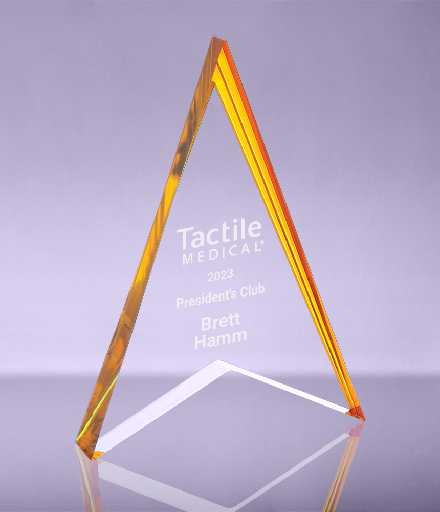 Spearhead Acrylic Award with Gold Reflective Accents - 7 inch