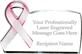 Pink Awareness Ribbon Acrylic Award