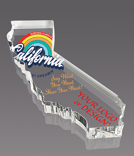 California Full Color Paperweight Acrylic Award - 7 x 3.5 inch