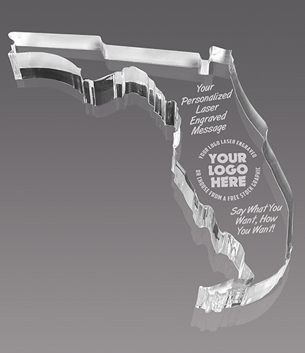 Florida Paperweight Acrylic Award- 6x1.875