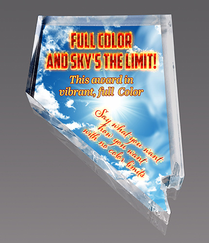 Nevada Full Color Paperweight Acrylic Award - 4.75x3.25