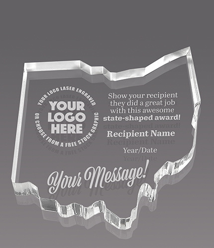 Ohio Paperweight Acrylic Award - 4.25 x 3.75 inch