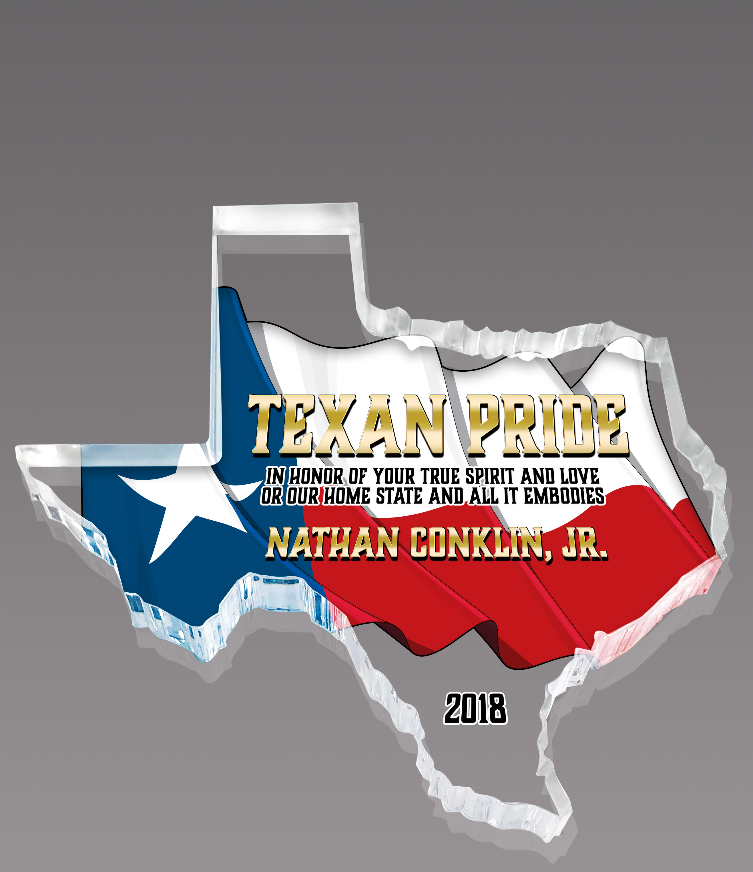 Texas Full Color Paperweight Acrylic Award - 4.25 inch