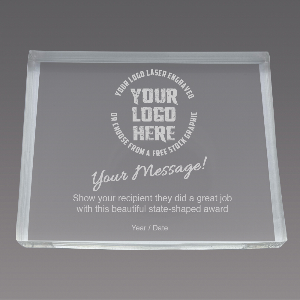 Wyoming Paperweight Acrylic Award - 5 x 3.88 inch