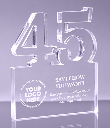 Number 45 Acrylic Award - 6 inch