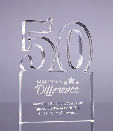 Number 50 Acrylic Award - 6 inch