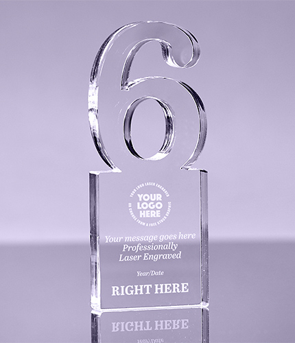 Number 6 Acrylic Award - 6 inch