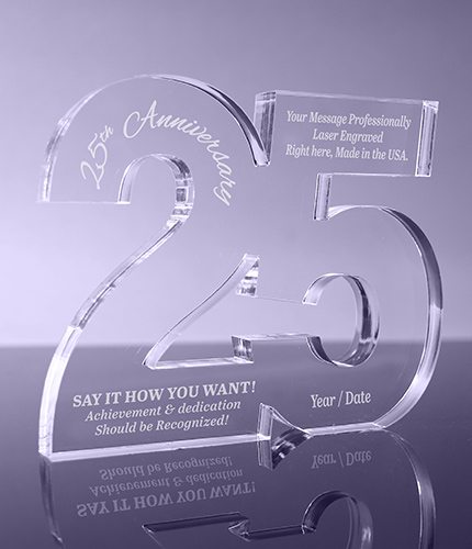 25 Number 1 inch Thick Acrylic Award - 8 inch