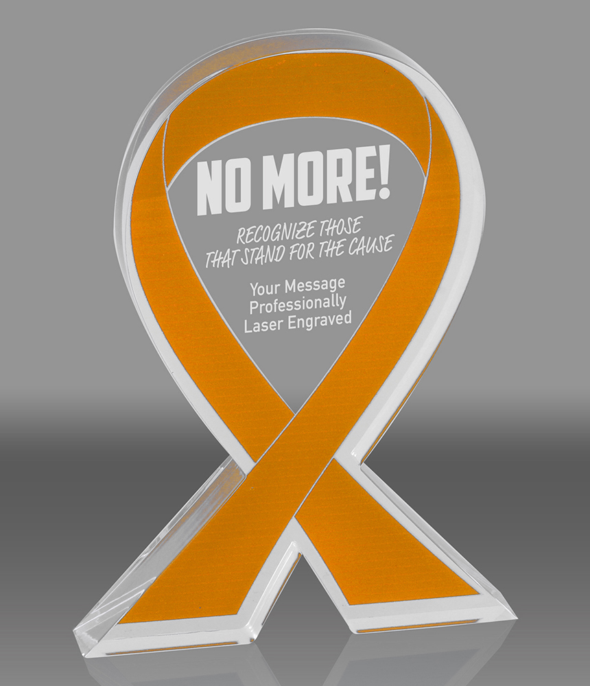 Orange Awareness Ribbon Acrylic Award - 5 inch