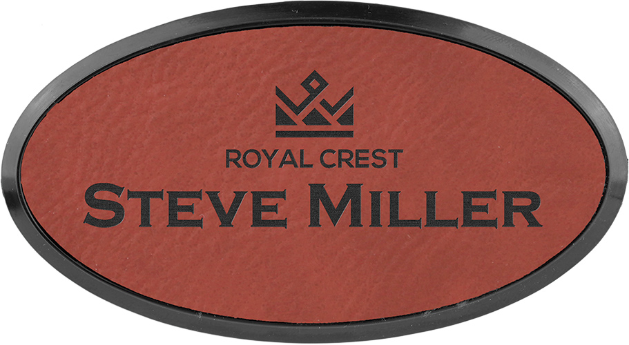 Leatherette Oval Badge with Border - Rose