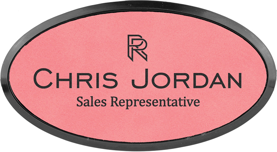 Leatherette Oval Badge with Border - Pink