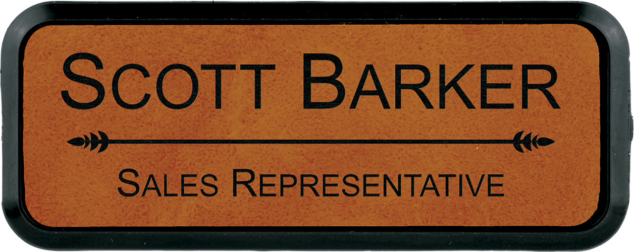 Leatherette Rectangle Badge with Border - Rawhide