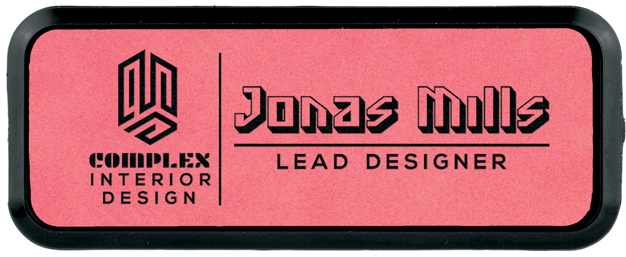 Leatherette Rectangle Badge with Border - Pink