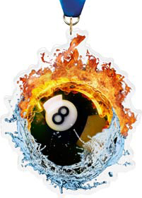 Billiards 8 Ball Fire & Water Colorix-M Acrylic Medal