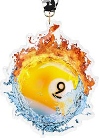 Billiards 9 Ball Fire & Water Colorix-M Acrylic Medal