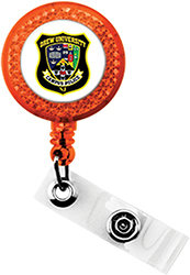 Custom Reflective Badge Reel with Belt Clip- Translucent Orange
