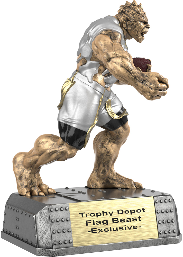 Flag Football Beast Sculpture Trophy - 6.75 inch