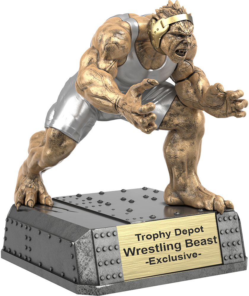 Wrestling Beast, Monster Sculpture Trophy - 6 inch