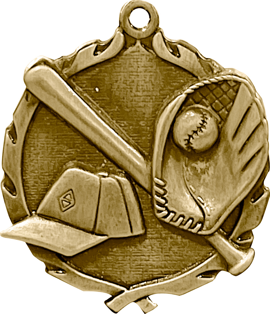 1.75 inch Baseball Wreath Medal